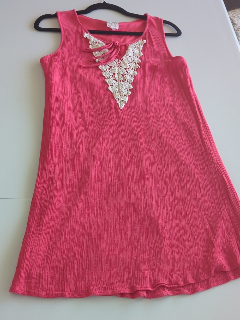 Naif Women's  Pink Sleeveless Dress  with Lace Accent